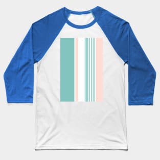 Color Block Stripes Teal and Peach Baseball T-Shirt